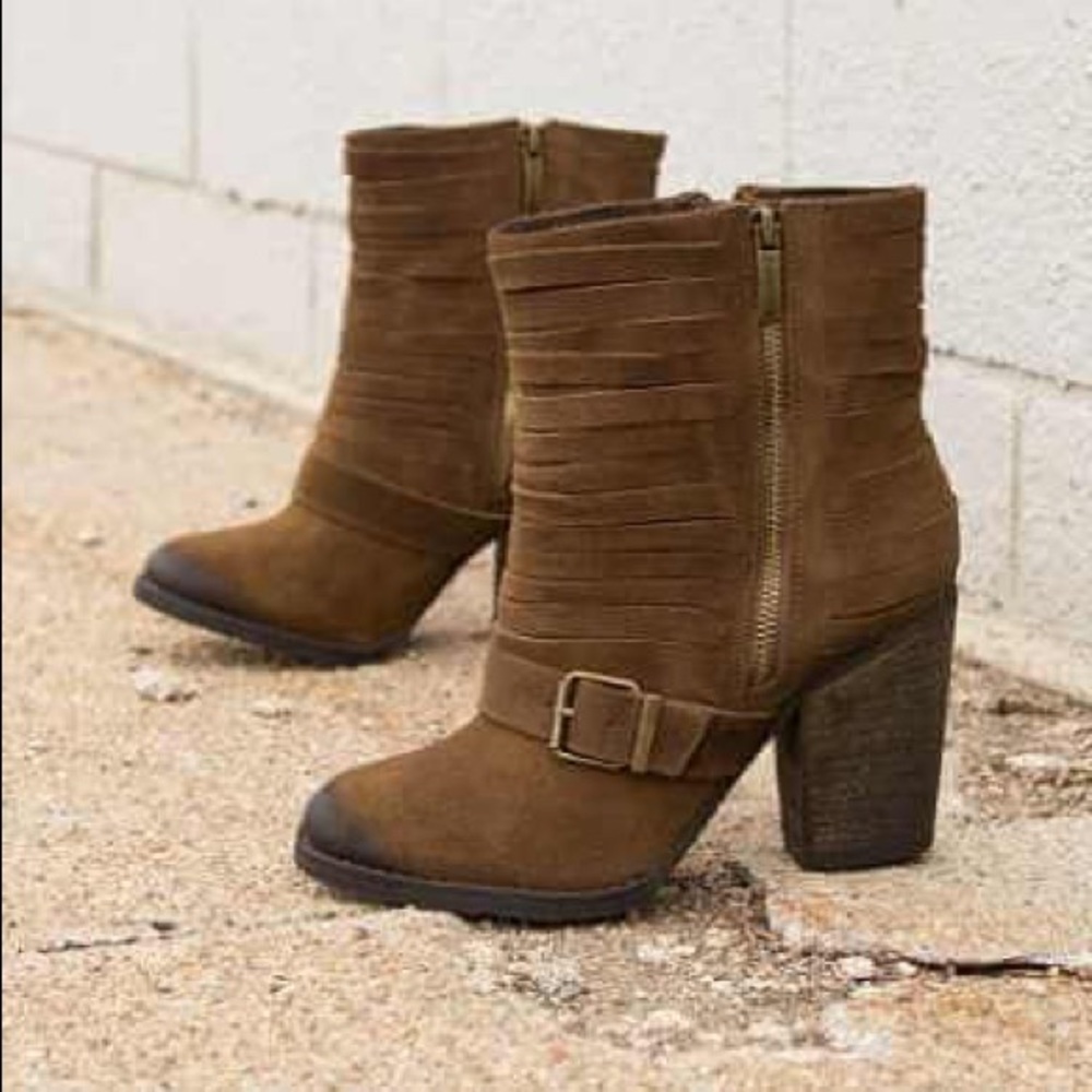 Size 10 Naught Monkey Suede Bootie with 3.5 heel